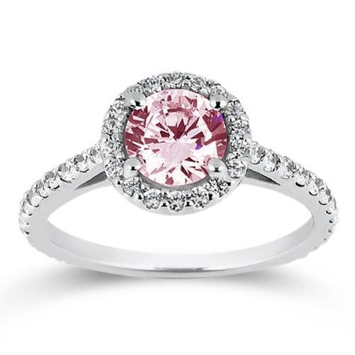 Pietra preziosa per fedi nuziali con zaffiro rosa da 3.51 ct e diamanti rotondi bianchi - harrychadent.it