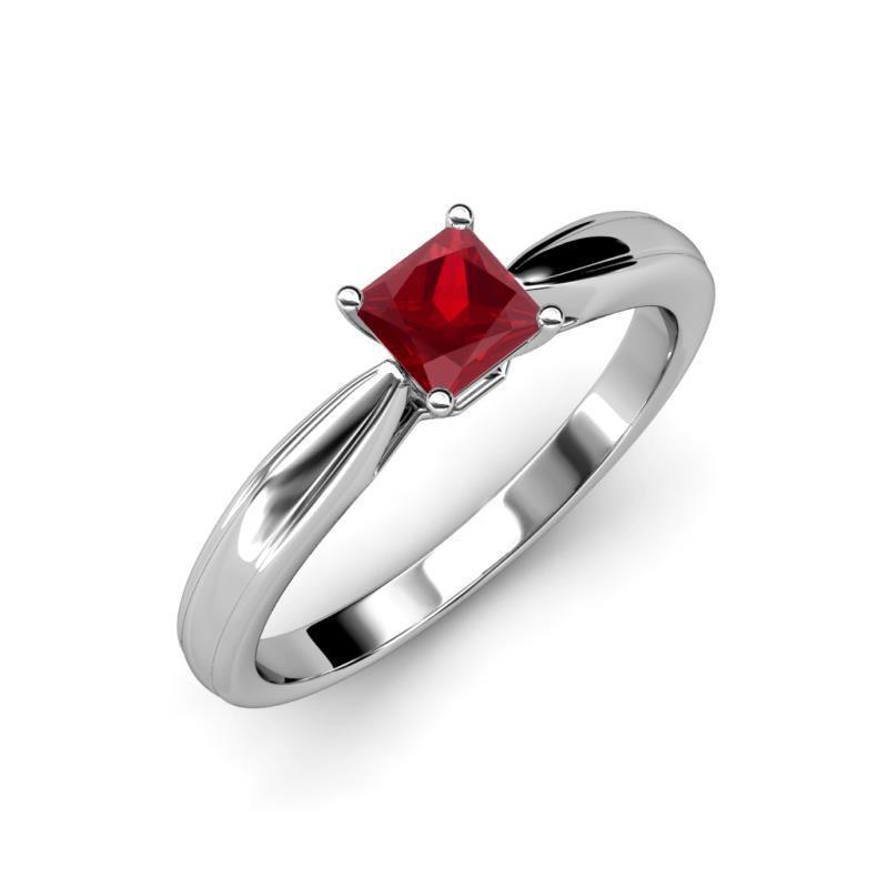 Princess Cut Solitaire Ruby 2 Carat Ring 14K White Gold - harrychadent.it