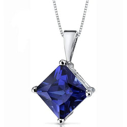 Princess Sapphire Solitaire Pendant Basket Set Collana 5 carati