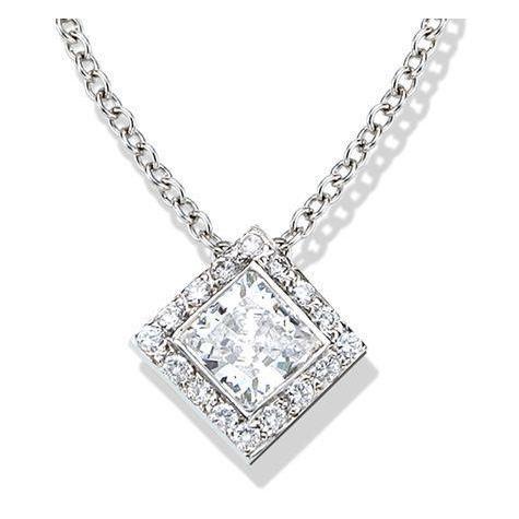 Principessa 3 carati e diamante taglio rotondo con pendente in oro bianco 14 carati - harrychadent.it