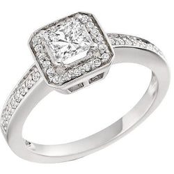 Principessa e anello rotondo con diamante anello in oro bianco 2,60 carati 14K