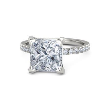 Principessa e taglio rotondo 3,75 ct. Anello di fidanzamento con diamante in oro bianco 14K - harrychadent.it