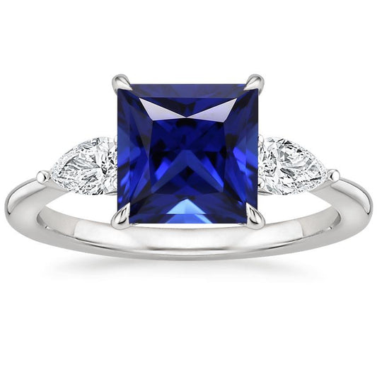 Principessa tre pietre dello Sri Lanka zaffiro e diamante 5.50 carati - harrychadent.it