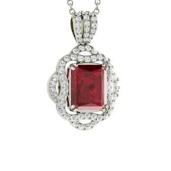 Prong Set 4.80 carati Collana con ciondolo rosso rubino e diamanti - harrychadent.it