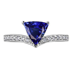 Rinforzatore dell'anello di diamante rotondo trilioni di zaffiro 2.50 carati oro 14K