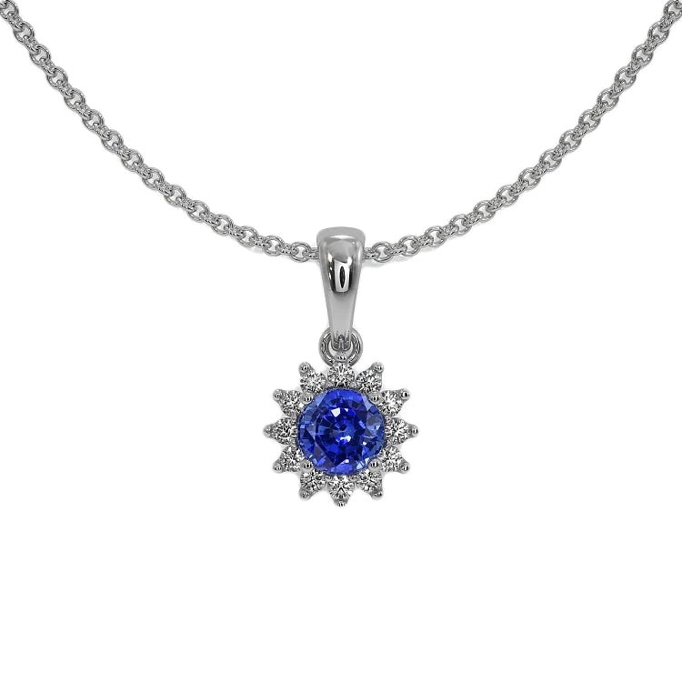 Rotondo Ceylon Sapphire Halo Ciondolo Fiore Stile Gioielli 2 Carati - harrychadent.it