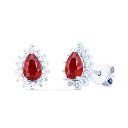 Rubino Rosso Con Diamanti 5.10 Carati Orecchini Lady Stud Halo Oro 14K