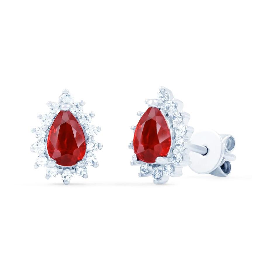 Rubino Rosso Con Diamanti 5.10 Carati Orecchini Lady Stud Halo Oro 14K - harrychadent.it