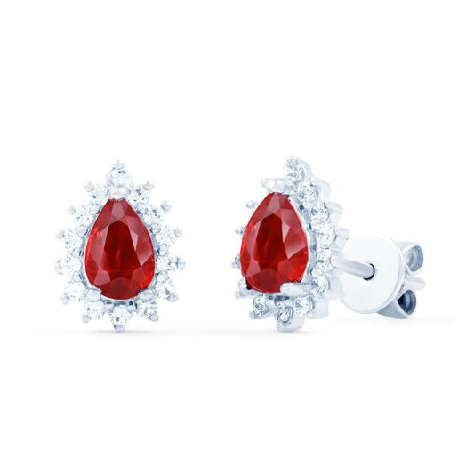 Rubino Rosso Con Diamanti 5.10 Carati Orecchini Lady Stud Halo Oro 14K - harrychadent.it