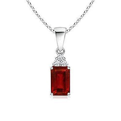 Rubino Rosso Con Diamanti Collana Pendente 4,50 Carati Oro Bianco 14K