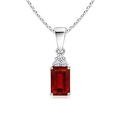 Rubino Rosso Con Diamanti Collana Pendente 4,50 Carati Oro Bianco 14K - harrychadent.it