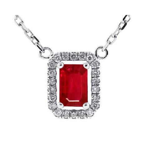 Rubino Taglio Smeraldo Con Diamanti 5.50 Ct. Collana Pendente WG 14K - harrychadent.it