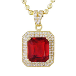 Rubino con diamanti 11.20 carati Collana con ciondolo in oro giallo 14 carati