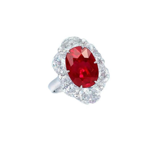 Rubino rosso con anello di diamanti aureola Oro bianco 14K 5.25 Ct Gemma Novità - harrychadent.it