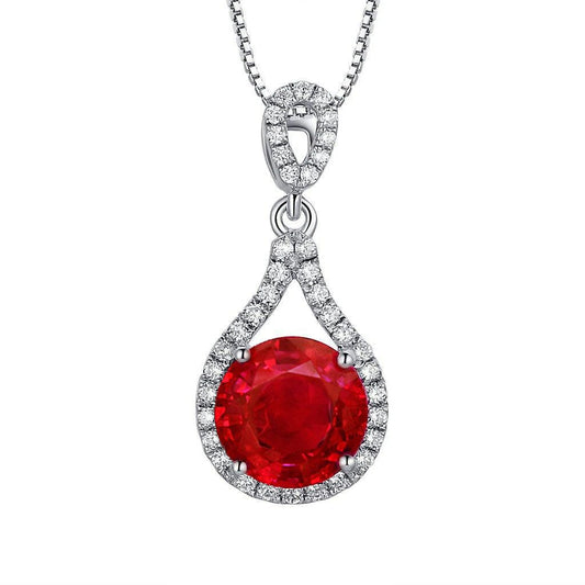 Rubino rosso con ciondolo collana in oro bianco 1.75 carati 14K - harrychadent.it