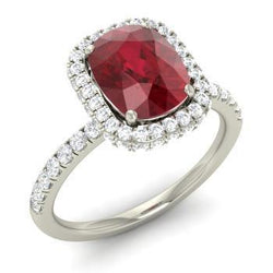 Rubino rosso taglio cuscino con anello di diamanti 10,75 carati gioielli in oro bianco
