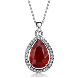 Rubino rosso taglio pera con ciondolo collana di diamanti 2.25 carati