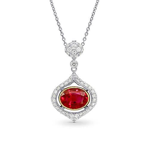 Rubino taglio ovale rosso con collana di diamanti ciondolo gioielli 2 carati - harrychadent.it
