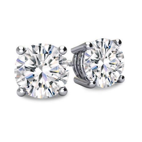 Scintillante orecchino a bottone con diamanti rotondi da 2 carati in oro bianco 14K - harrychadent.it