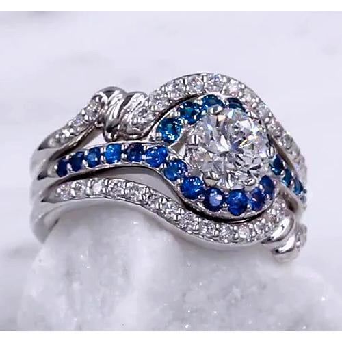 Set di anelli con diamanti. 3.50 carati. zaffiro blu. gioielli da donna - harrychadent.it