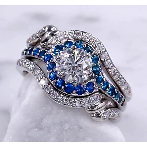 Set di anelli con diamanti. 3.50 carati. zaffiro blu. gioielli da donna - harrychadent.it