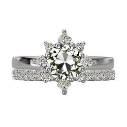 Set di anelli di fidanzamento con cuscino e diamante rotondo a taglio antico stile stella 5 carati