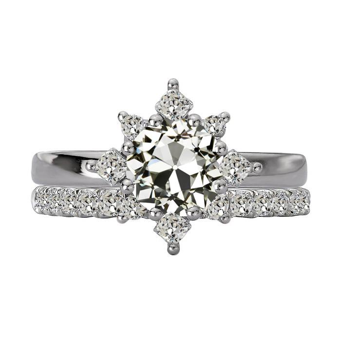 Set di anelli di fidanzamento con cuscino e diamante rotondo a taglio antico stile stella 5 carati - harrychadent.it