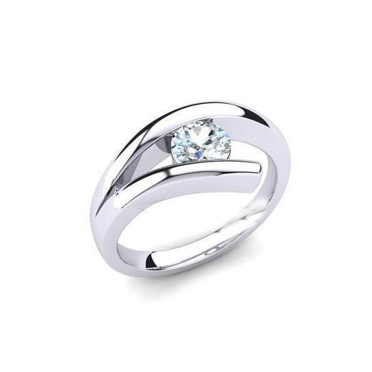 Anello di fidanzamento con diamante taglio ovale con mezza lunetta solitario da 1 carato - harrychadent.it
