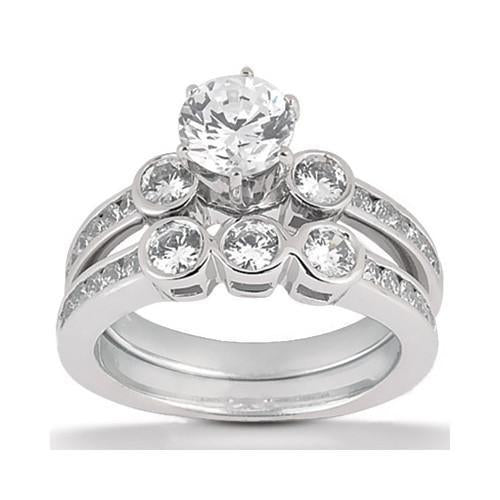 Set di anelli di fidanzamento con diamanti. gioielli in oro bianco da 1.85 carati - harrychadent.it