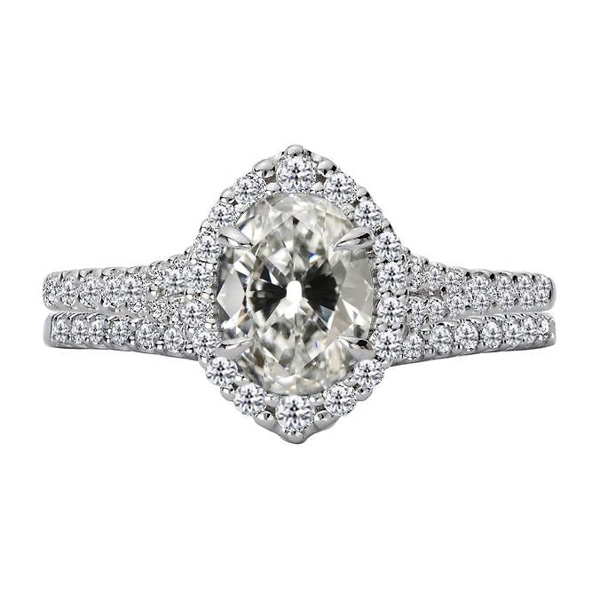 Set di anelli di fidanzamento ovale vecchio minatore Diamante Halo 6,50 carati - harrychadent.it