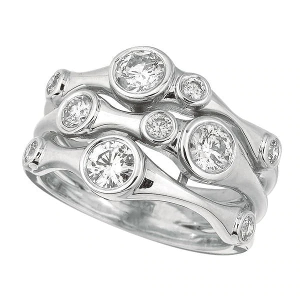 Set di castoni con anello di fidanzamento a bolle di diamanti rotondi da 1,50 carati WG 14K