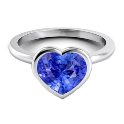 Set di castoni con solitario a cuore Anello con zaffiro azzurro 2.50 carati