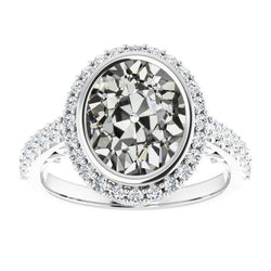Set di castoni per anello con diamanti taglio ovale vecchia miniera Halo 9,50 carati