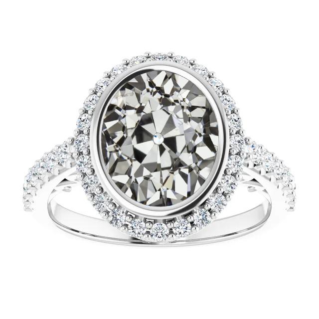 Set di castoni per anello con diamanti taglio ovale vecchia miniera Halo 9,50 carati - harrychadent.it
