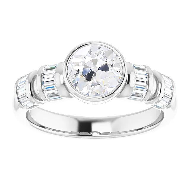 Set di castoni per anello con diamanti tondi taglio vecchio fantasia 6 carati in oro bianco 14K - harrychadent.it