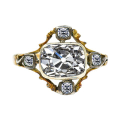 Set di castoni per anello di diamanti taglio antico con cuscino bicolore Halo 6 carati