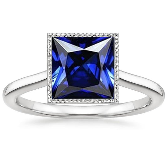 Set di castoni per anello solitario taglio principessa da donna Zaffiro di Ceylon 5 carati - harrychadent.it