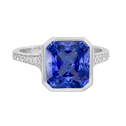 Set di castoni per gioielli con pietre preziose e diamanti Anello con zaffiro blu radiante 3 carati
