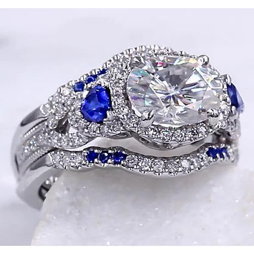 Set di fede nuziale diamante blu zaffiro 5 carati gioielli donna - harrychadent.it