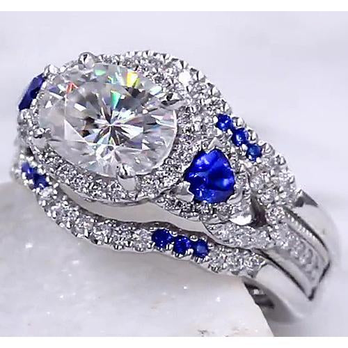 Set di fede nuziale diamante blu zaffiro 5 carati gioielli donna - harrychadent.it