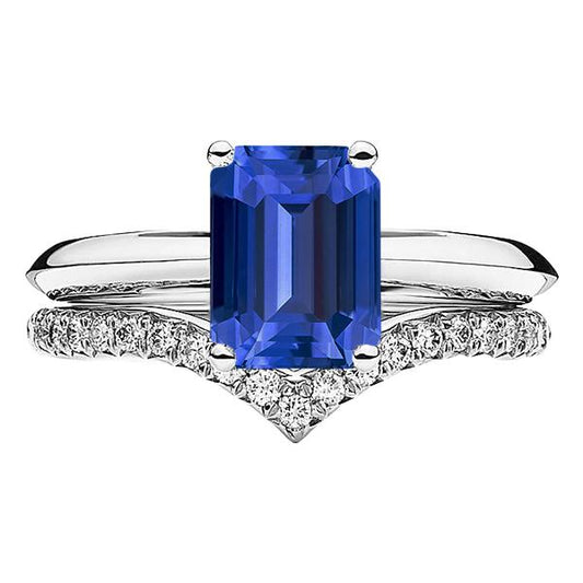 Set di fedi nuziali con pietre preziose Smeraldo Zaffiro 3.50 carati Gioielli da donna - harrychadent.it