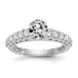 Set di gioielli in oro 14k con anello rotondo con diamanti a taglio vecchio miniera 3 carati