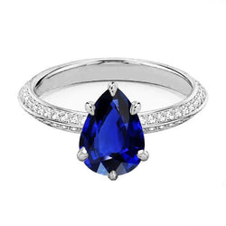 Set di gioielli per fedi nuziali con zaffiro di Ceylon e diamanti. 3.50 carati