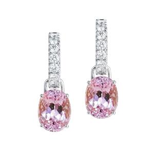Set di griffe 31.20 ct. Orecchini pendenti con Kunzite rosa e diamanti - harrychadent.it
