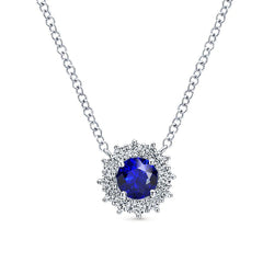 Set di griffe con ciondolo a forma di gemma rotonda e diamante Halo 2 carati