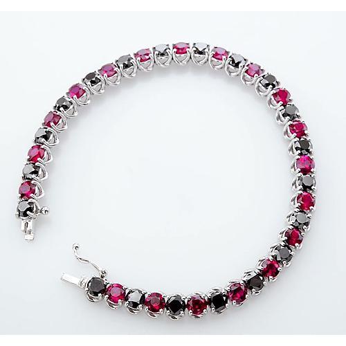 Set di griffe per bracciale tennis con rubini e diamanti neri 11.70 carati - harrychadent.it
