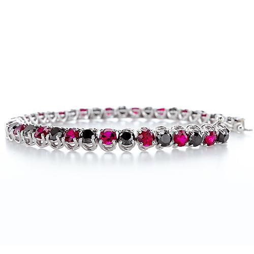 Set di griffe per bracciale tennis con rubini e diamanti neri 11.70 carati - harrychadent.it
