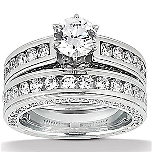 Set di gruppo musicale di fidanzamento con diamante Anello in oro 3.50 carati - harrychadent.it