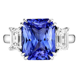 Smeraldo Diamante Gioielli 3 Pietra Anello Zaffiro Radiante 5 Carati
