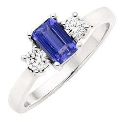 Smeraldo Gemma Zaffiro Anello Diamante 3 Pietra Taglio Rotondo 3 Carati Oro
